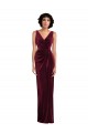 Draped Skirt Faux Wrap Velvet Maxi Prom Dress UK Clearance
