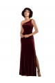 One Shoulder Floor-Length Velvet Prom Dress UK Clearance