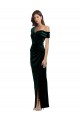 Long Asymmetric Neckline Ruched Velvet Prom Dress UK Clearance