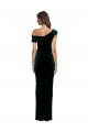 Long Asymmetric Neckline Ruched Velvet Prom Dress UK Clearance